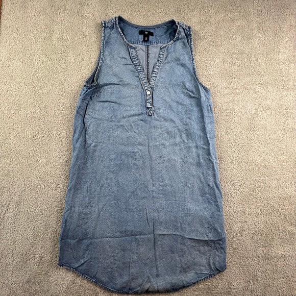 GAP Dresses & Skirts - Gap Chambray Women's Dress Extra Small Sleeveless Henley Tencel Denim Casual